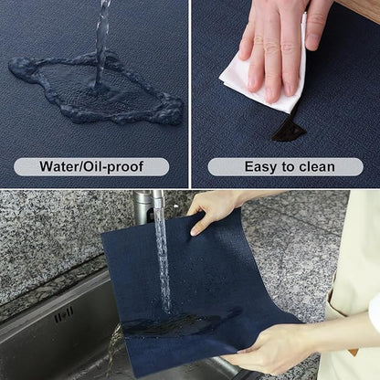 Homaxy Faux Leather Heat Resistant Placemats for Dining Table Set of 4, Waterproof Wipeable Washable PU Table Mats, Easy to Clean Anti-Slip Place Mats, 11.8" x 17", Navy Blue