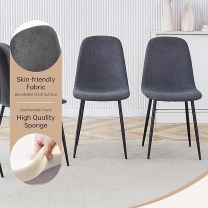 Dining Table Set for 6,Modern Dining Table and Fabric Chairs 6, 7 Piece Kitchen Table and Chairs for Kitchen Dining Room,Apartment
