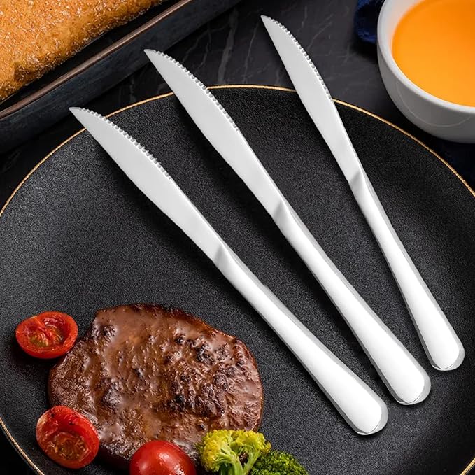 SANTUO 12-piece Dinner Knives, Serrated 18/10 Stainless Steel Steak Knife Set - Image 7