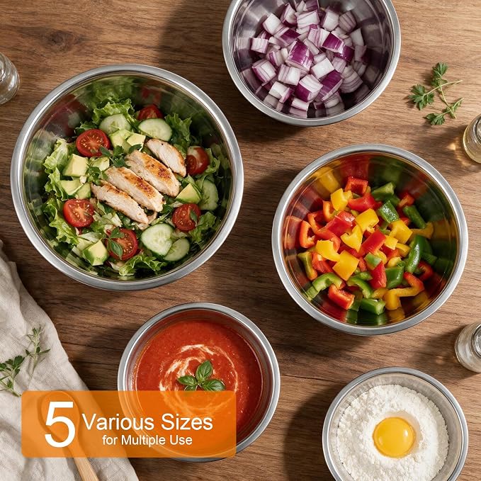 5PCS Stainless Steel Mixing Bowls Set - Image 3