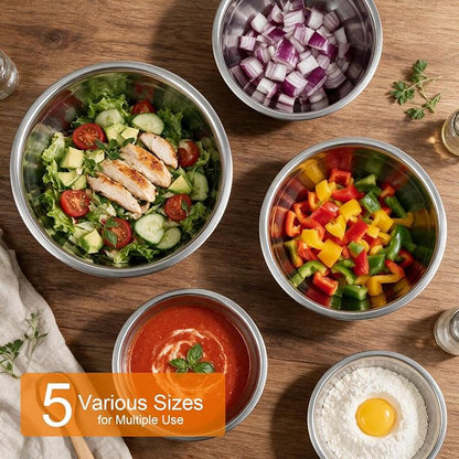 5PCS Stainless Steel Mixing Bowls Set - Image 3
