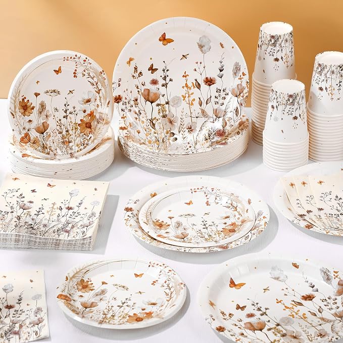 250 Pcs Wildflower Party Decorations Include Boho Autumn Fall Floral Paper - Image 4
