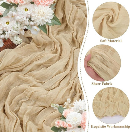 20 Pack Beige Cheesecloth Table Runner 10FT Long Boho Gauze Fabric Table Runner - Image 3