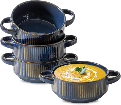 Soup Bowls with Handles, 23 oz French Onion Soup Crocks, Stackable Soup Bowl by Howise