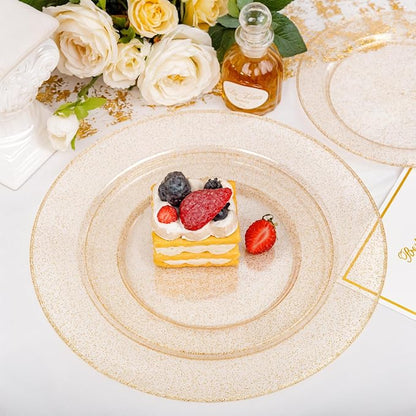 200 Pcs Gold Glitter Plastic Plates - Image 5