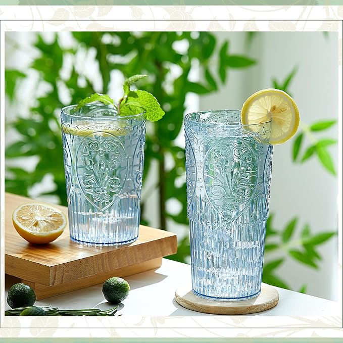 Wiwiqing 20oz Vintage Plastic Ribbed Tumblers Set of 12, Baby Shower, Birthday - Image 4