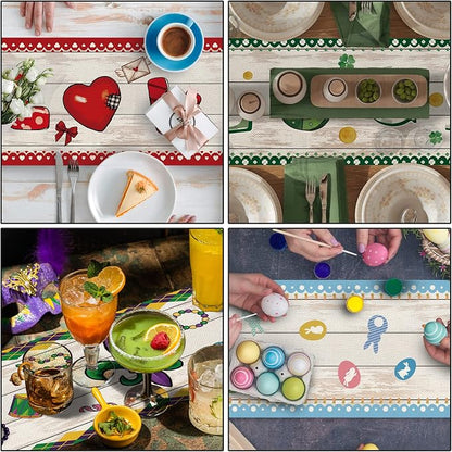 8 Pcs Truck Holiday Table Runner 72 Inches Long, Plaid Valentines Day St - Image 5