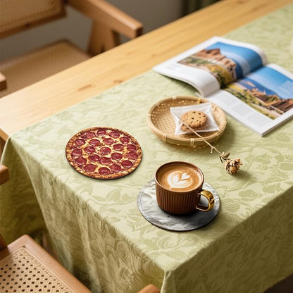 Food Coasters Leather Round Drink Coasters 6 Pcs Set with Holderor for Cup Drink Coffee Table Bar Home Decor