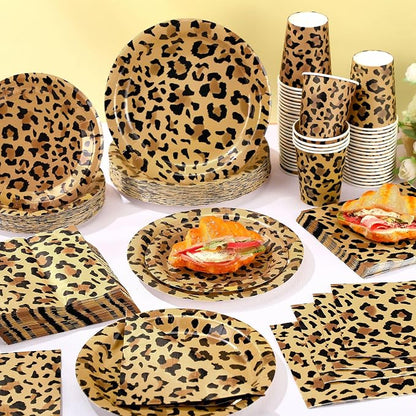 Funnymoom 250 Pcs Leopard Print Plates Napkins and Cups Cheetah Print Party - Image 6