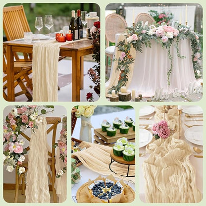 Cheesecloth Table Runner Sand 10FT Boho Gauze Runner - Image 7