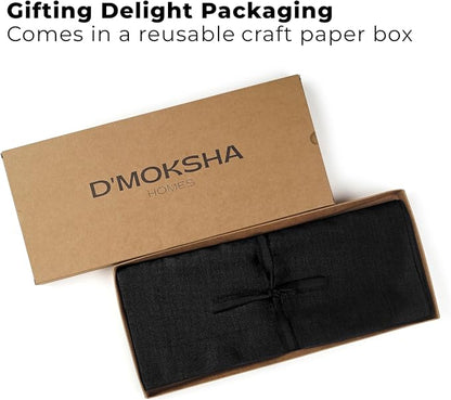 Classic Linen™ by D'Moksha Black Table Runner 108 Inches Long, 100% Pure Linen - Image 4