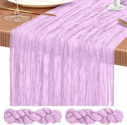 Showgeous 2 Pack Lilac Cheesecloth Table Runners Boho Wedding Decor | Rustic by Showgeous
