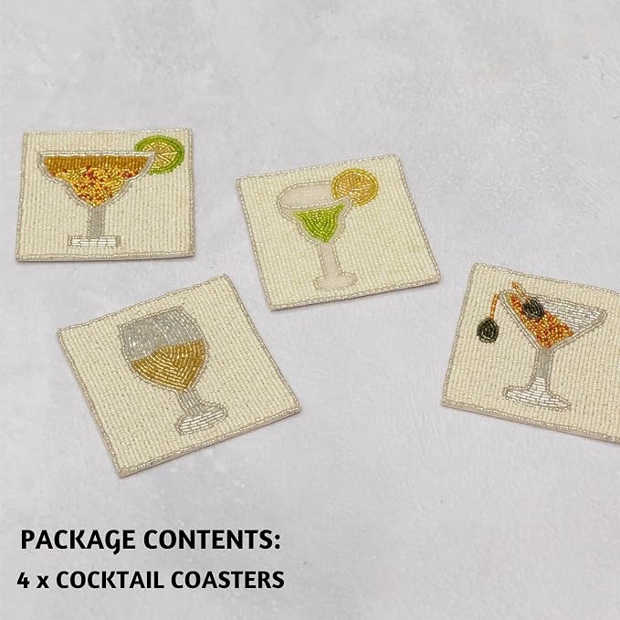 Folkulture Coasters Set of 4 for Drink, Coffee Bar Accessories, Table Décor | - Image 6