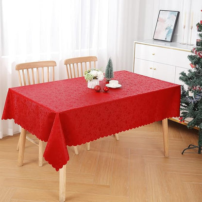 Smiry Rectangle Table Cloth, Waterproof Heavy Duty Vinyl Tablecloths, Wipeable Washable Table Cover for Kitchen and Dining Room (Red, 52" X 70")