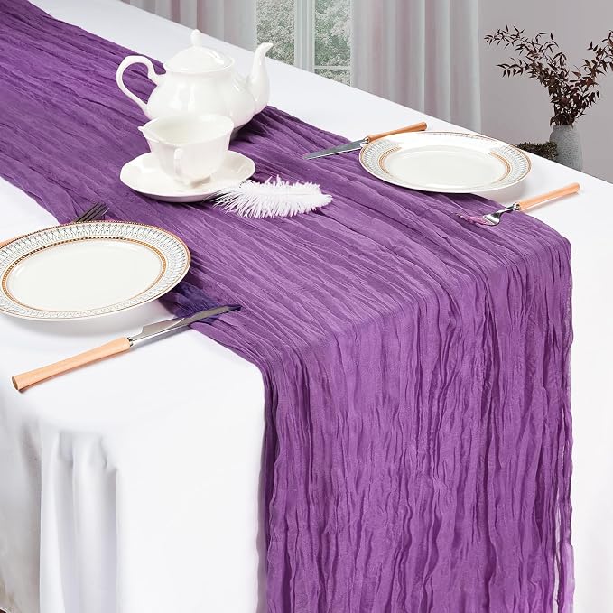 6 Pack Purple Cheesecloth Table Runner 35 x 120 Inch | Boho Gauze Cheese Cloth - Image 3