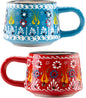 BCS 6 Oz Cappuccino Cups Set of 2, Hand-Painted Ceramic Coffee & Tea Mugs | by BCS
