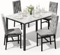 Hooseng Dining Table Set for 4, Faux Marble Small Kitchen Table Chairs Set of 4 with Luxurious Button Tufted Dinner Chairs for Kitchen and Dining