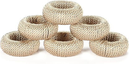 ALPHA Living HOME 12-Piece Woven Napkin Rings - Decorative Yarn Napkin Holders for Tabletop, Dining, Wedding, Parties, Home Decor,Gifting & Outdoor Event (Beige)