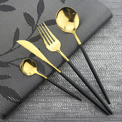 JASHII Black GoldSilverware Set, 20-Piece Stainless Steel Flatware - Image 5
