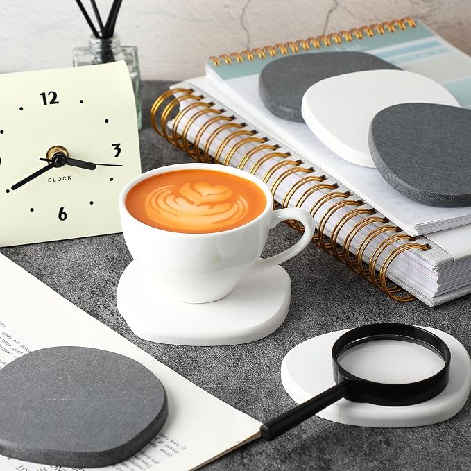 Diatomaceous Earth Coaster ，Set of 6，Unique White Absorbent Coasters - Image 6