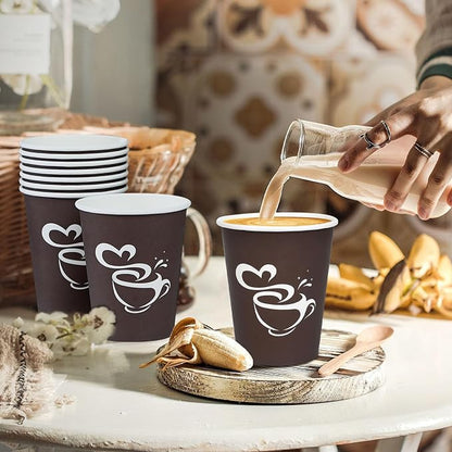 Clawsoff 10 oz 200 count Disposable Coffee Cups Hot Paper Cups Brown | - Image 4
