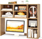 Tangkula Desktop Bookshelf, 37" Countertop Storage Hutch with 7 Cubes & 3 Adjustable Shelves, 3-Tier Desk Display Rack Organizer, Multipurpose Wood Desktop Hutch for Dorm Home Office (Natural)