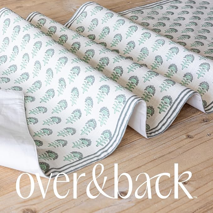 Over&Back 18x108 Hand-Blocked Printed Cotton Table Runner - Image 6