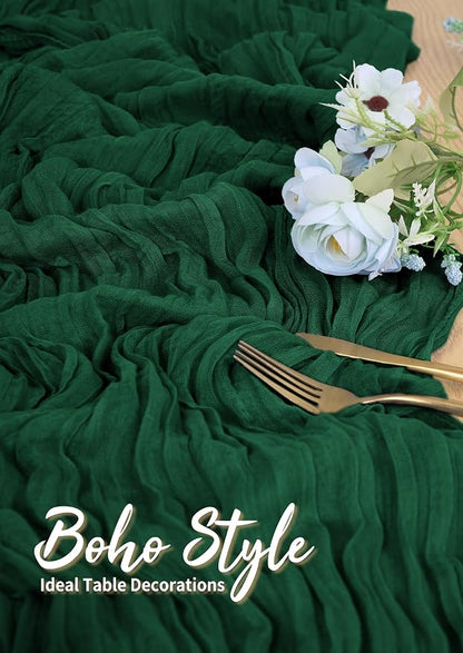 Pesonlook Cheesecloth Table Runner Forest Green, 20 Pack 17.7x108 inch - Image 5