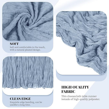 3 Pack Dusty Blue Cheesecloth Table Runner, 17 x 108 Inch, Gauze Cheese Cloth - Image 4