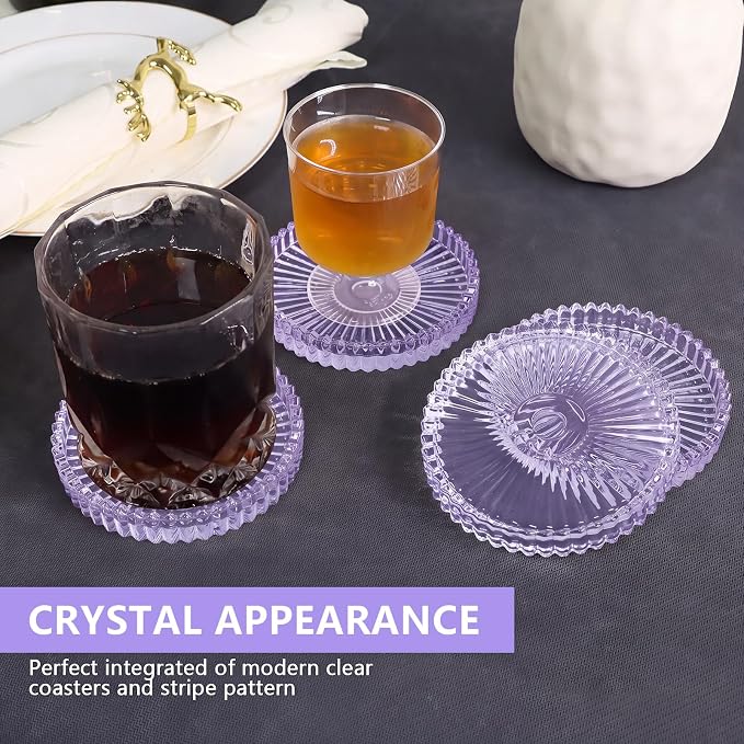 VIBRATITE 4 Inch Glass Coasters Set of 4, Crystal-Like Appearance - Image 4