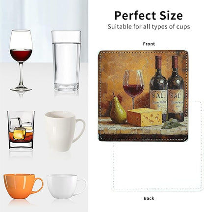 Marble Coasters Square Leather Drinks Coaster Set - Image 5