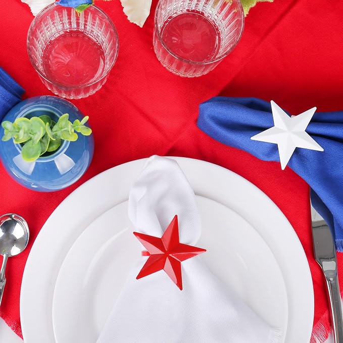 Patriotic Napkin Rings Set of 6, Star Napkin Ring Holders - Image 6