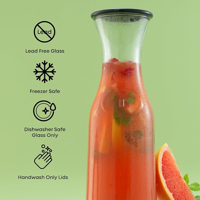 JoyJolt Glass Carafe with Lid, Iced Tea, Milk – Dishwasher Safe Beverage Drink - Image 6
