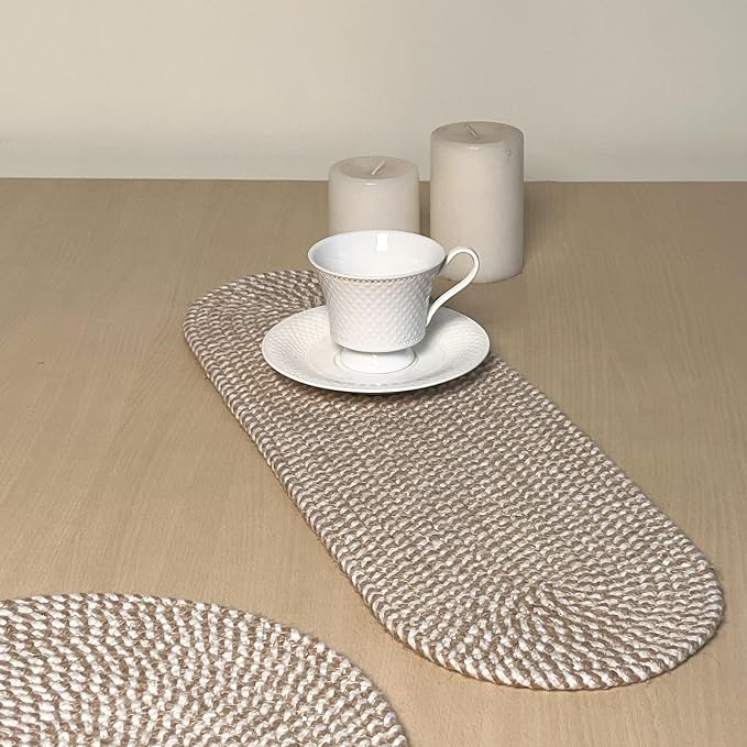 Oval Jute & Cotton Woven Braided Table Runner, Size -8 x 24 Inches, Color - Image 6