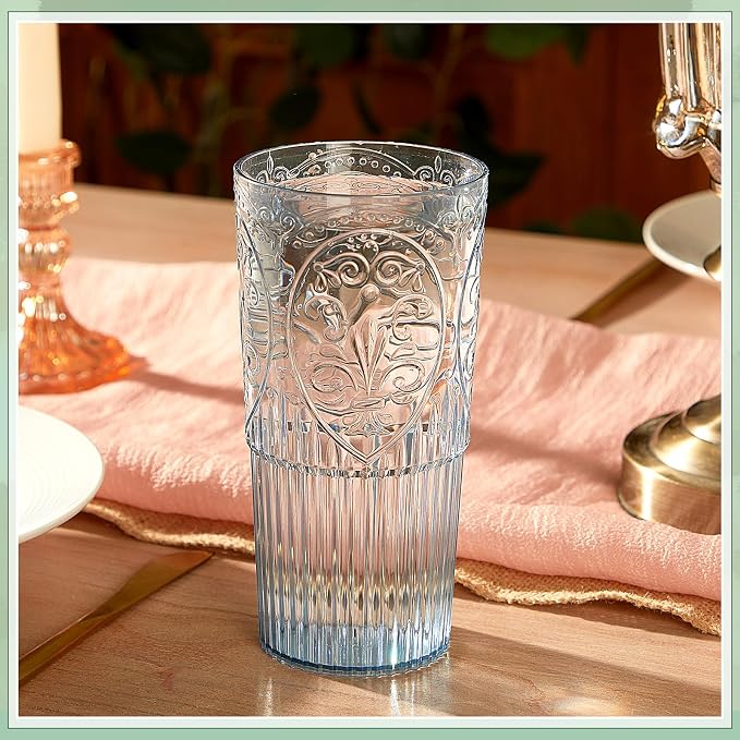 Wiwiqing 20oz Vintage Plastic Ribbed Tumblers Set of 12, Baby Shower, Birthday - Image 5