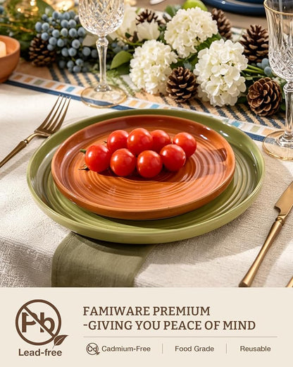 Dinnerware Set for 4, Ceramic Plates and Bowls, Chip & Scratch Resistant - Image 2