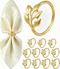 Napkin Rings Set of 12, Shiny Gold Napkin Rings, Easy Care, Solid Zinc Alloy by Monkkino