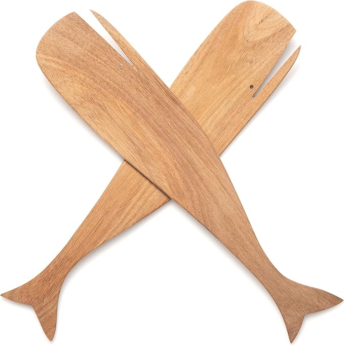 Ironwood Gourmet Acacia Wood Whale Salad Serving Utensils - Image 5