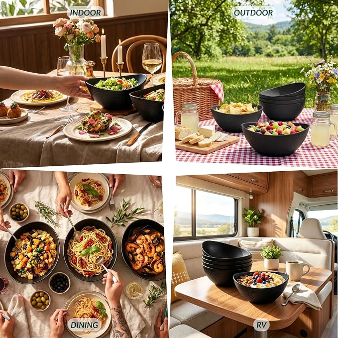 Wheat Straw Bowls Set of 6, 60 OZ Salad Bowl Large Capacity - Image 8