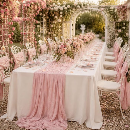 10 Pack Pink Table Runner 10FT Gauze Cheesecloth Table Runner | 21x120 Inch - Image 2