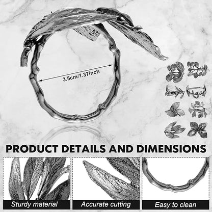 8 Pieces Herb Napkin Rings Set Vintage Leaf Napkin Holders Rings Glossy Holder - Image 2