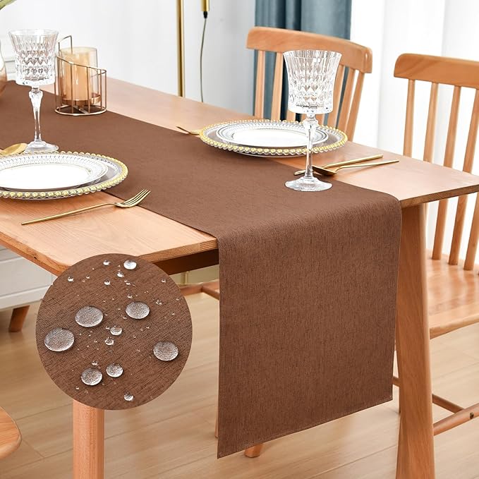 Faux Linen Table Runner Water Resistant 13 x 60 in, Coffee Table Runner by Nacuci