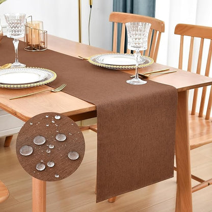 Faux Linen Table Runner Water Resistant 13 x 60 in, Coffee Table Runner by Nacuci