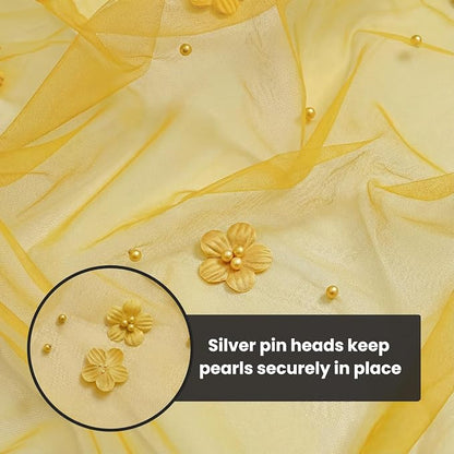 Artoid Mode Yellow Flower Pearl Yellow Gauze Table Runner 10FT 3PC, Seasonal - Image 8