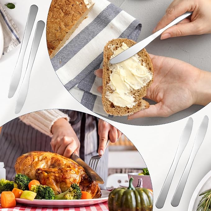 Gisafai 72 Pcs Stainless Steel Dinner Knives 8.3 Inches Spreader Knives - Image 3