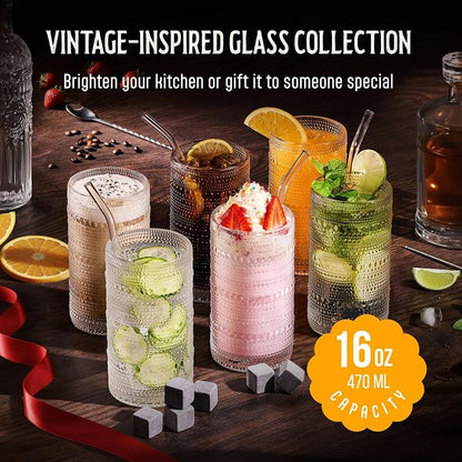 16 Oz Hobnail Drinking Glasses Set of 6 - Image 2
