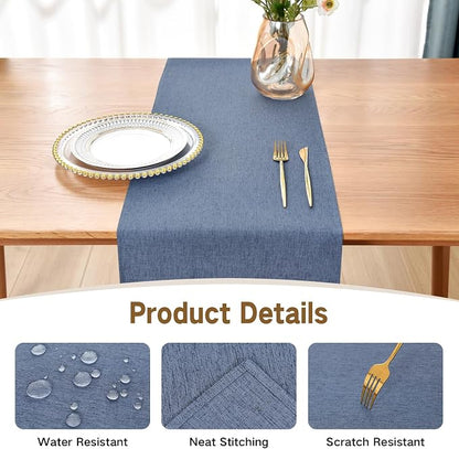 Faux Linen Table Runner Water Resistant 13 x 72 in, Coffee Table Runner - Image 3