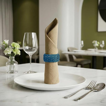 Artisan Cane Napkin Rings Set of 12, Earthy Woven Dinner Napkin Holders - Image 7