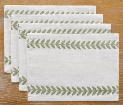 Wracra Embroidered Place Mats, Sage Green Rustic Placemats Set of 4 | Macrame - Image 7
