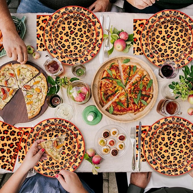 180pcs Red Cheetah Print Plates and Napkins Party Supplies, Serves 60 | - Image 7